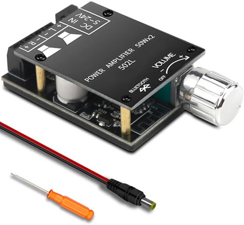 Placa Amplificador Bluetooth 2x50W Mini Amplificador Audio Bluetooth DC 8-24V Bluetooth con Interruptor y Volumen Ajustable