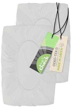 Emily´s Check 2er Pack Spannbezug für Nackenkissen Gesundheitskissen 1596.2323, 30-35 x 45-50 cm, Silber