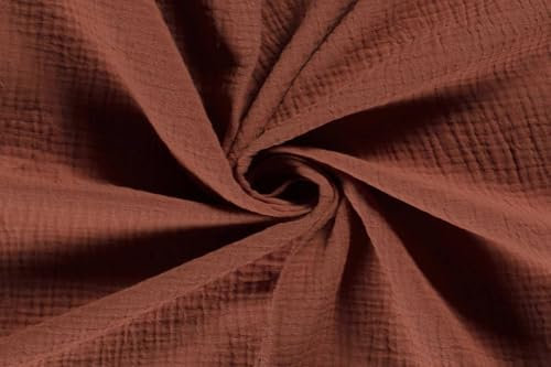 50x130cm Musselin Stoff uni Oeko-Tex zertifiziert Meterware Mulltuch Baumwolle, Farbe:rostbraun