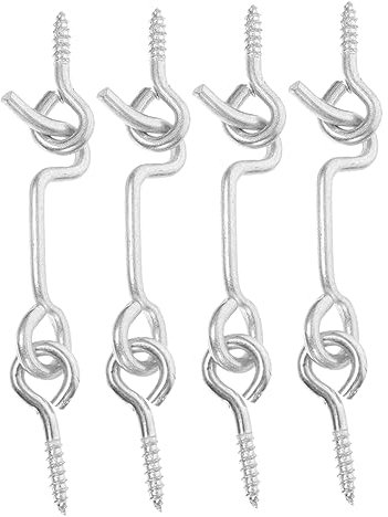 ARTIBETTER 4sets Hook and Eye Latch Carbon Steel Door Safety Latches for Windows and Doors Mounting Screws Included for Home and Office Fixing