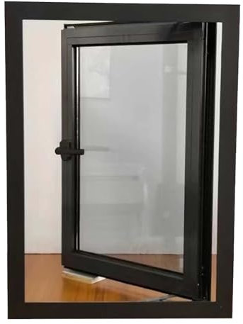 Pozo de ventana con aislamiento térmico, ventana abatible que se abre hacia adentro, ventana de salida del sótano, ventana del sótano con ventana que se abre hacia adentro, ventana gris oscuro(40x40cm
