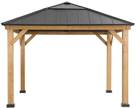Sunjoy Zedernholz Gazebo PIRIN - 336cm x 336cm Anthrazit