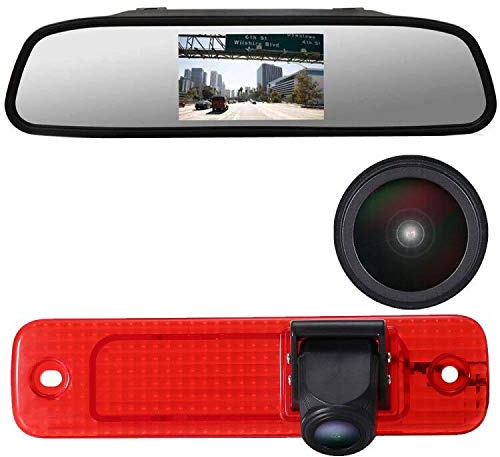 Mit 4.3 Zoll Rückspiegel, Super HD 1280p Rückfahrkamera Auto Dritte Dach Top Mount Bremse Lampe Licht Rückansicht Backup-Kamera für Ford Transit Hecktur MK7 Tourneo/Furgon MK4 2006-2014 /Hecktür/Van