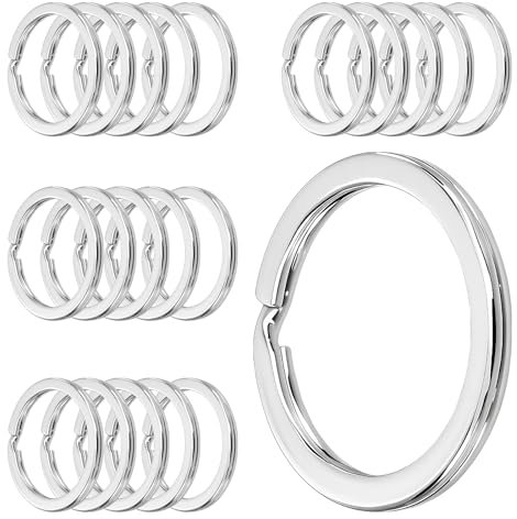Lanovuto 30 Piezas Anillas Llaveros, 25mm Argollas para Llaveros Redondos Planas, para Llaves, Bricolaje, Manualidades (Plata)