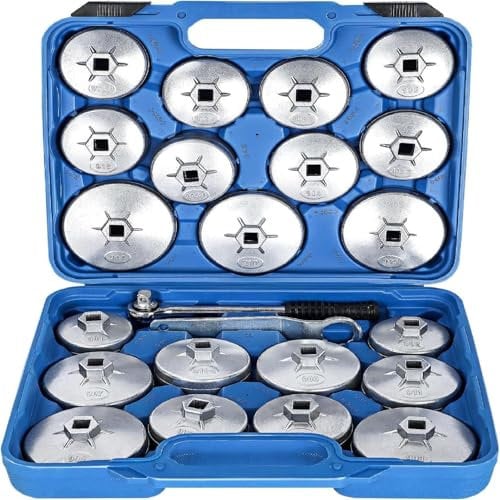 23pcs Oil Filter Socket Wrench Set Oil Filter Cap Remover and Installer Tool Set with Spanner Case