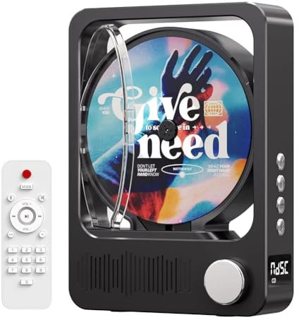 Wouueso Desktop CD Player Desktop Retro Bluetooth 5.3 CD Player HiFi Stereo Sound Player with Remote Control and LED Display