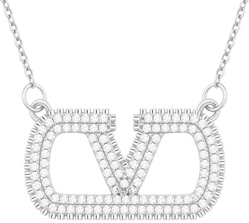 V Schmuck Set Damen Gold & Silber 925 Ohrringe Halskette Armband Ringe Hypoallergen Buchstabe V Design Geschenk für Frauen Mama