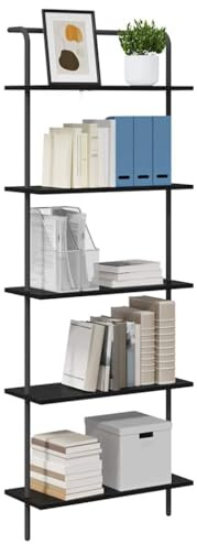 vidaXL Bookshelf 5-Tier 60 x 24 x 168 cm Engineered wood Black Oak