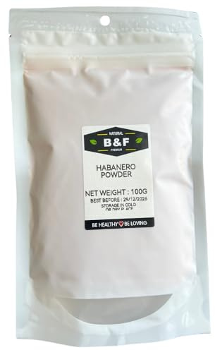 Chile habanero en polvo 100 g - Especia picante natural - Chile fuerte en polvo - Ideal para salsas, marinados y platos picantes