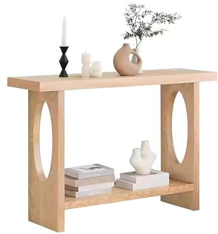 SXDQMX Console D Entree avec Rangement, Petit Meuble D'entrée Para Sala with Shelfs, Thickless Tabletop, Suitable for Office, Bedroom, Entry Area(Natural,100 cm/39 in)