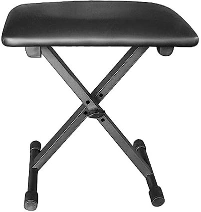 RASTKY Adjustable Height Keyboard Bench with Soft Cushion, X-Style Design Piano Stool Chair Seat for Musicians, Black Material