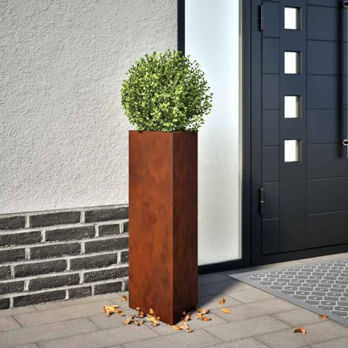 mtlskopl Cortenstahl Pflanzkübel 30x26x75 cm Rostoptik Outdoor Langlebiger Blumentopf Modernes Design für Garten Balkon und Terrasse