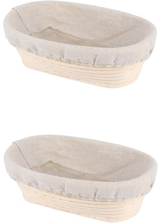 Genérico Banetones Para Pan, 2 Piezas 25x15x8.5cm Panificadora, Cesta Fermentacion Pan, Cesta Ovaladas Con Revestimiento, Recipiente Para Fermentación De Madre, Accesorios Para Hornear