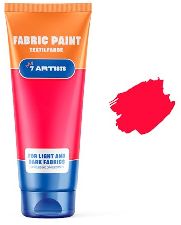 7 Artists Textilfarbe Rosa Neon 60 ml – Stoffmalfarben Waschfest für Kleidung, Sneaker & Leder | Permanent Textilfarbe Waschmaschinenfest | Stofffarbe ohne Bügeln für T-Shirt, Jeans & Taschen