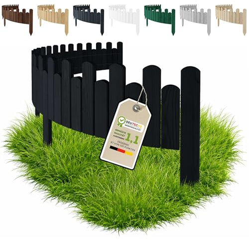 Floranica Beeteinfassung Holz Rollzaun 30 cm x 200 cm Schwarz Beetumrandung Rasenkante Rollborder Palisade Gartenzaun