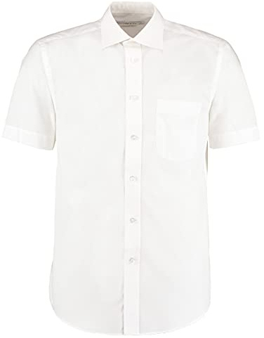 Kustom Kit Men's Short Sleeve Classic Fit Business Shirt, White, 14.5