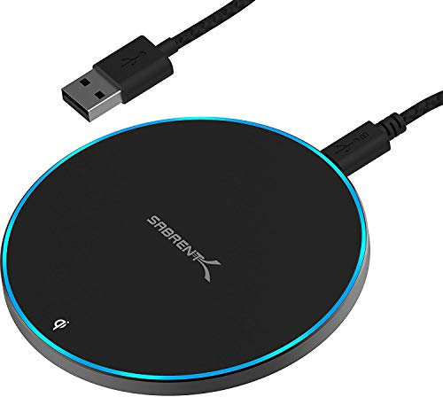 Sabrent 10W qi Wireless Fast Charger Charging Pad, Universally Compatible with All qi Enabled Phones [AC Adapter Not Included] Black (WL-QIFC)