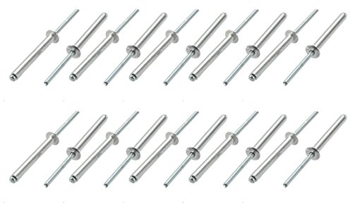 sourcing map 20Stk.Aluminum/Stahl Offenes Ende Blind Nieten 5mm x 40mm