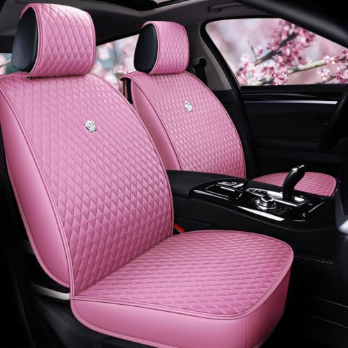 Red Rain Ensemble Complet de 9 Housses de siège de Voiture en Cuir avec airbag, universelles, compatibles avec la Plupart des Voitures, SUV (B-Rose)