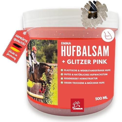 EMMA Huffett Pferde mit Lorbeeröl 500ml Hufgel pink I Hufbalsam für Pferde gesunde Hufe I Huffett Pferde mit Pinsel auftragen gegen trockene Hufe & Strahlfäule Pferd Mittel I Huf Fett Strahlmittel