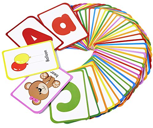 ABC Buchstaben Karten für Kinder - Spielzeug ab 2 Jahre, 52 Englisch Alphabet Lernkarten Lernspielzeug für Baby, Letters Lernen Flash Cards Montessori Spiel