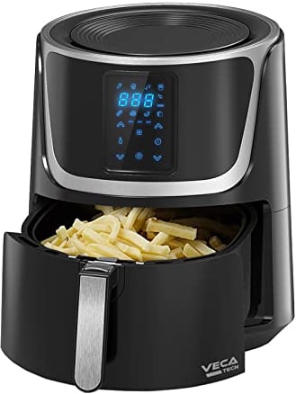 VECATECH Heißluftfritteuse XXL 5,5l mit digitalem Touchscreen, 8 voreingestellten Programmen und 1800W Leistung - Heißluftfritteuse ohne Öl für gesunde und knusprige Mahlzeiten