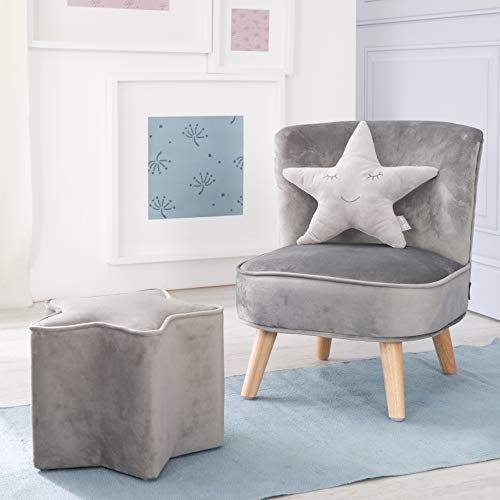 roba Kindersitzgarnitur „Lil Sofa” inkl. Kindersessel, Sternhocker, Sternenkissen in silbergrau