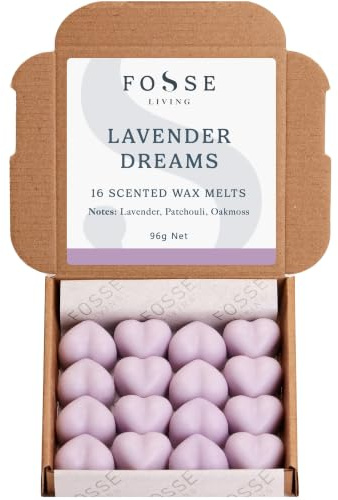 Lavender Dreams Soy Wax Melts 16 Pack | Relaxing Lavender, Oakmoss & Tonka Bean | Natural, Vegan & Plastic Free | Up to 96 Hrs Scent | Pet Safe | Handmade in UK – Fosse Living