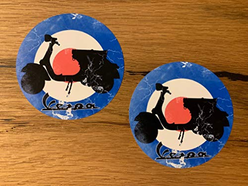 #758 / 2X Japan Aufkleber 8,5 cm blau Vespa Sticker Roller Retro Racing Look Vintage Oldtimer GTS 50 80 125 150 Scooter