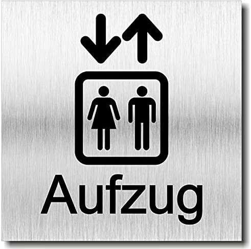Türschild Aufzug UV Druck selbstklebend 12 x 12cm - 3mm Aluverbund - Made in Germany - Art.Nr. 2098