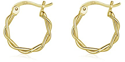 925 Sterling Silver Hoop Earrings Set for Women | Hypoallergenic Unisex Small Sleeper Hoops Earrings, 13mm Twist Cartilage Huggie Hinged Hoop Earring