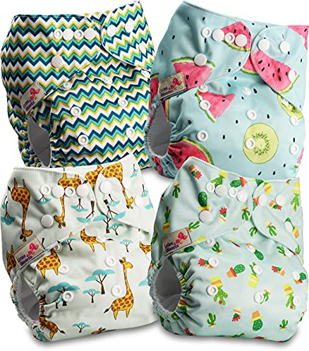 Littles and Bloomz FLP2-0401 Windel, wiederverwendbar, Standard-Popper, 4 Windeln