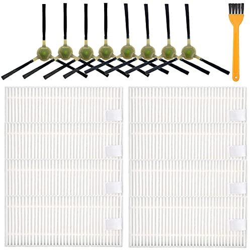CanYien - Kit di accessori di ricambio compatibili con robot aspirapolvere OKP Life K2 K3 e tutti i robot aspirapolvere Lefant, inclusi modelli M201, T800, U180, 8 spazzole laterali, 8 filtri