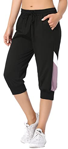 Marvmys Caprihose Damen Jogginghose 3/4 High Waist Sporthose Trainingsanzug Sporthose Frauen 100% Baumwolle Damen Freizeithosen