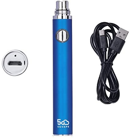 5GVAPE EGO EVOD Electronic Cigarette USB Rechargeable 650mAh Long Lasting Vape E-Cigarette Battery, 510 Thread E-Shisha Hookah Battery for CE4 Atomizer, Blue, No E Liquid