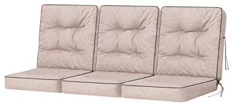 Bankauflage für Gartenmöbel, Gartenbank, Polsterauflage für Hollywoodschaukel, Auflagen für Gartenschaukelkissen, Sitzkissen, Stuhlauflage, Indoor/Outdoor - Beige - 150 cm (3 x 50 cm)