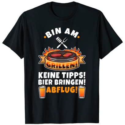 Mens Men's Barbecue & Barbecue Saying BBQ Bin Am Grillen Abflug T-Shirt