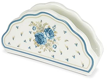 Nada Home Serviettenhalter aus Porzellan Wolken aus Stoff Shabby Chic Camilla Blumen 5306