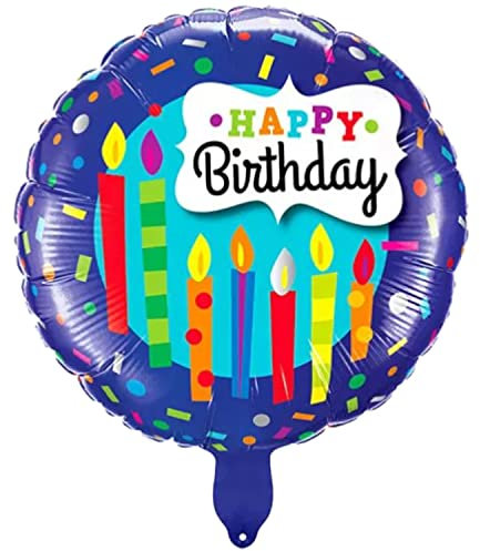 Happy Birthday Luftballons - Geniale Geschenkidee Deko für Geburtstage oder Partys Ballon Helium Folienballon klein mit für Kinder Dekoration Partydeko JGA Geschenkidee - Kerzen blau bunt weiß