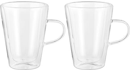 KASANOVA Set 2 mug 300 ml in vetro borosilicato trasparente Tavola,Tè e caffè