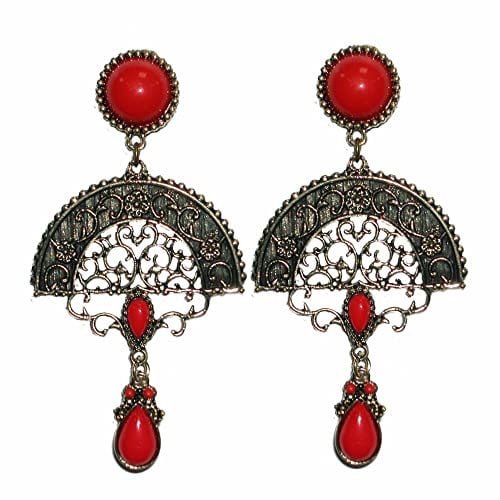 CARMEN MODA Flamingo Fan Earring, red, M