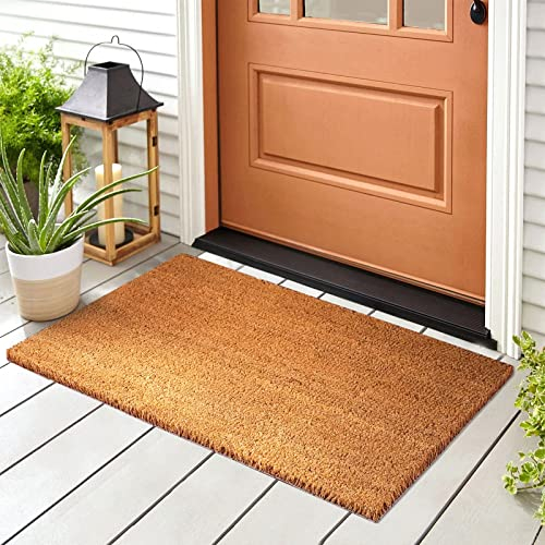 KARAT Fußmatte für Außen und Innen, 40x60 cm Natur 17mm Höhe, Türmatte aus Kokos, Schmutzfangmatte, Kokosmatte mit Rutschfester Rückseite für Haustür, Eingang