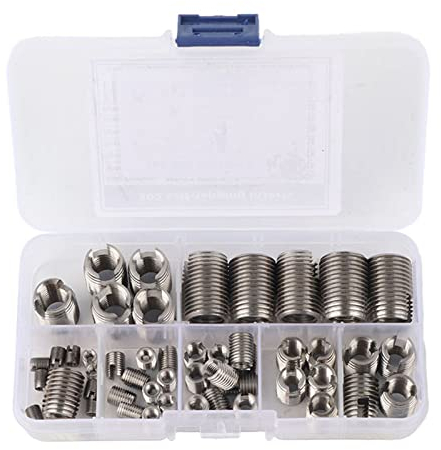 Lot de 50 Inserts Filetés Autotaraudeurs en Acier Inoxydable 302 pour Renforcer le Filetage Outil de Réparation M3/M4/M5/M6/M8/M10/M12/M14/M16 Avec étui de Rangement