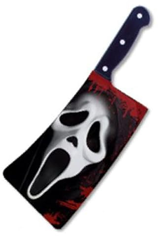 Halloween Plastic Scream Ghost Face Graphic Cleaver Knife Fancy Dress Prop 33cm