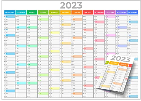 Jahresplaner 2024 - Format A2 (60 x 42 cm) 12 Monate | Wand- und Wandkalender (Grafiken Rainbow White)