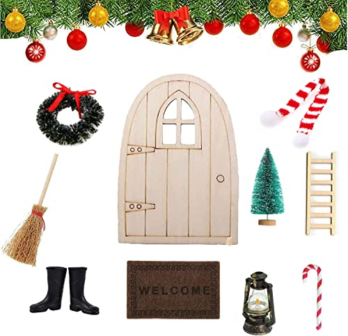 Gnomi Porta delle Accessori,10 Pezzi Porta Elfo Natale Kit,Miniature Natalizie Fai da Te Casa,Elfo Natale Accessori Casa Bambole,per Casa Feste Natalizie Decorazione