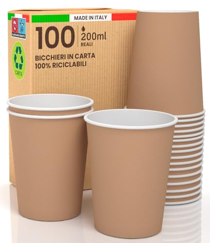 Gobelets Jetables Anniversaire, Havane, 200 ml, Verre Jetable par Emporter, Résistant à la Chaleur, Carton de Qualité, Boissons Froides, Boissons Chaudes, Café, Cappuccino