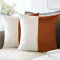 Artscope 2er Set Samt Kissenbezug für Sofa Auto Schlafzimmer Luxuriöser Moderne Minimalist Goldenen Ledernähten Dekokissen Kissenhülle Kissen Fall 45x45cm (Orange und Weiß)