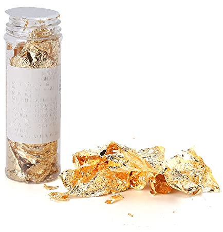 Blatt Flocken Gold Roségold 2g Essbar Imitation Gold Metallische Folien Flocken Blattgold für Kuchen Pralinen Cake Topper Dekoration