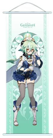 Hanaiette 1 x Genshin Impact Scroll-Poster, Wandbehang, geschmiedetes Tuch, Gemälde, Dekoration, Wohnzimmer, Schlafzimmer (Sucrose)